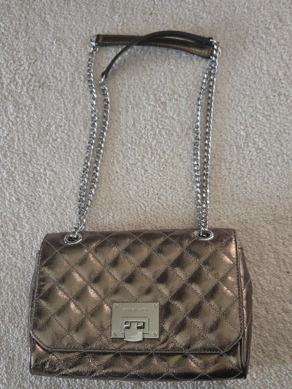 Michael KORS Quilted Metallic Shoulder Bag in Bronze LIKE NEW